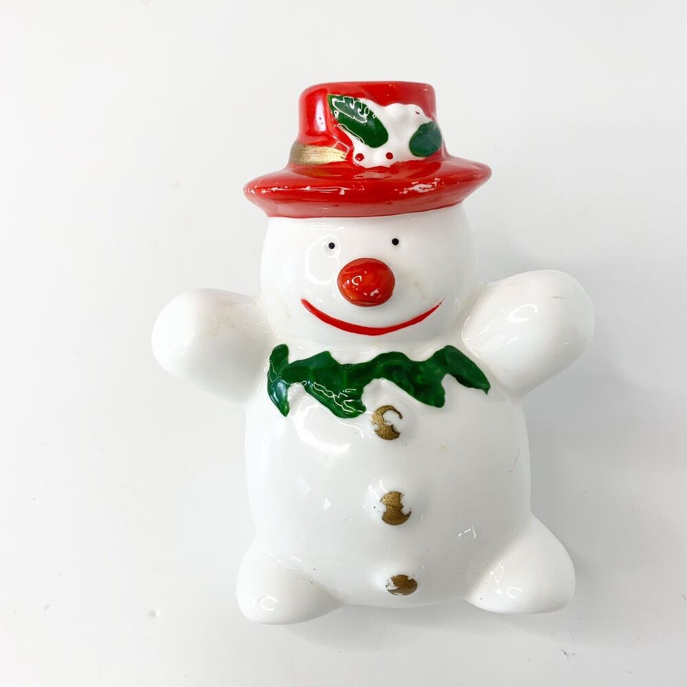 Vintage Snowman Plug In Light Christmas Midwest of Cannon Falls Ceramic Night